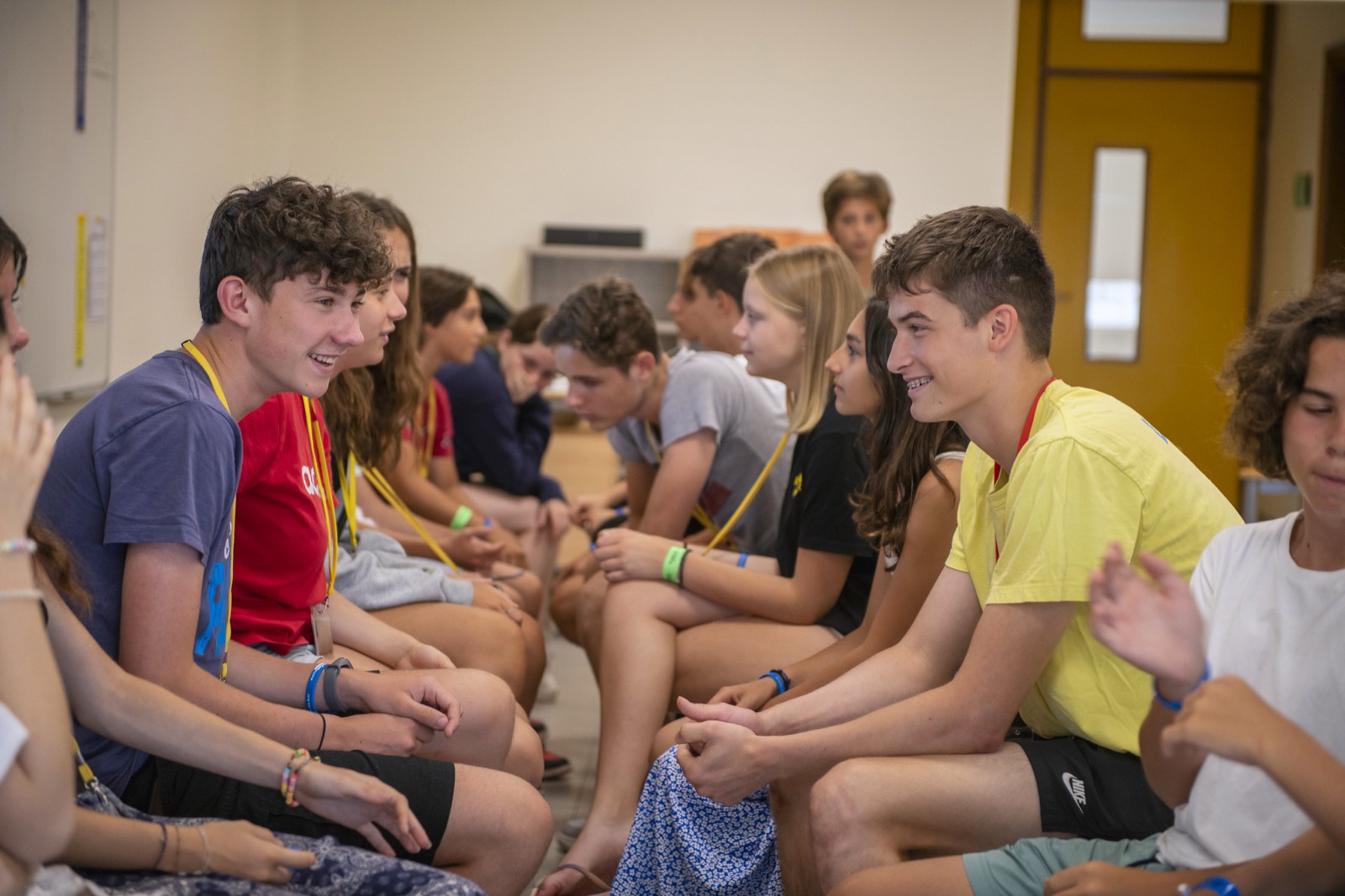 Junior students at Maltalingua summer school in a discussion circle — speaking practice in a real classroom