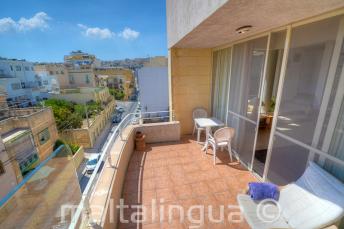 Balcon de l'hébergement de l'école d'anglais à St Julians